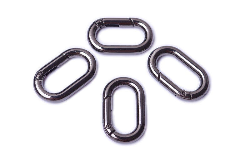 Bobeey 4pcs Carabiner Metal Spring Key Ring,Spring Snap Hooks Clip,Spring Keyring Buckle,Oval ring for bags,purses BBC39(Black Gun) - Image 1